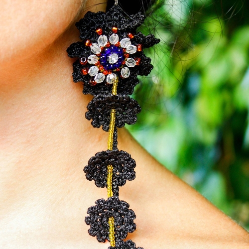 Вязаные серьги "Ежевика"