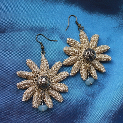 Вязаные серьги "Звездочки"